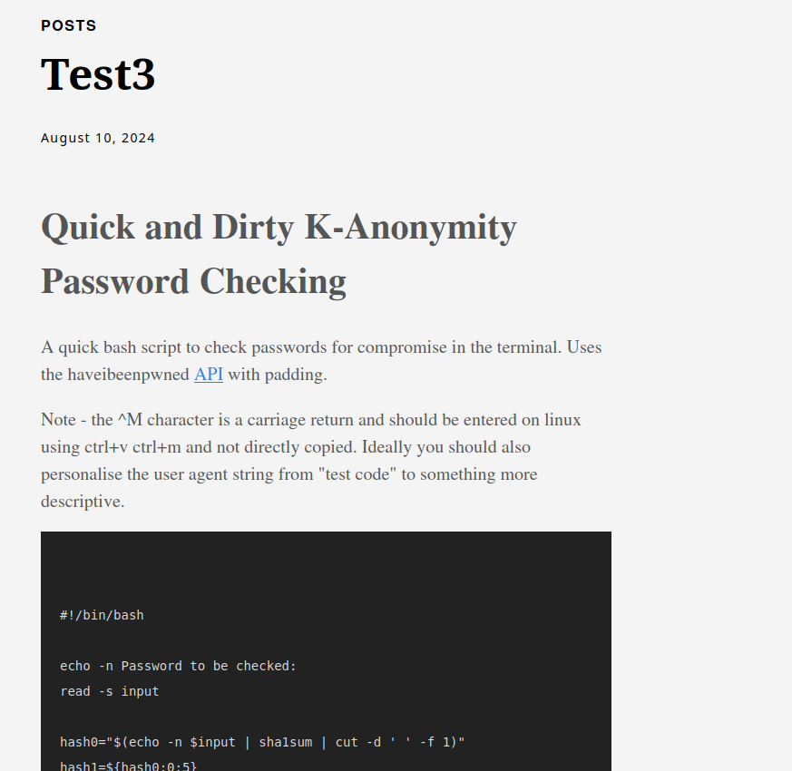 an image of the article Quick and Dirty K-Anonymity Password Checking on the new site