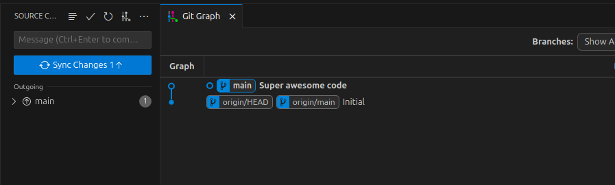 vscode showing the code.rs file in a new commit