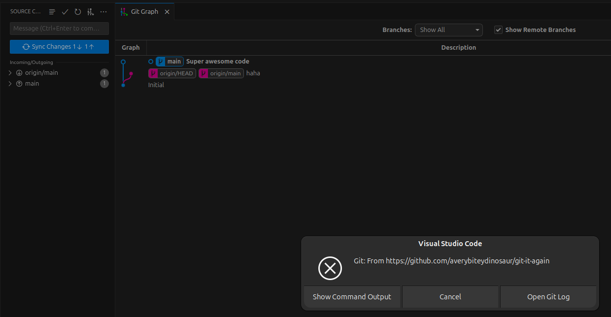 vscode showing a merge conflict not allowing me to push my code