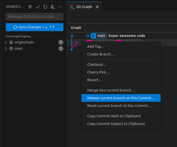 vscode showing a merge conflict not allowing me to push my code