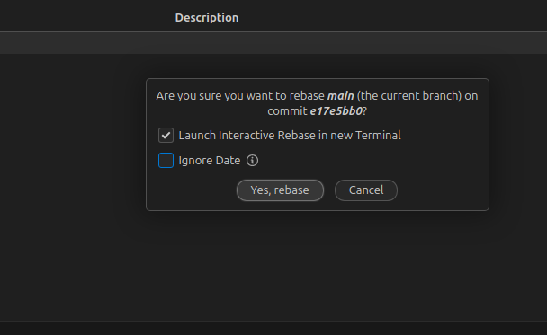 vscode showing choosing interactive rebase option