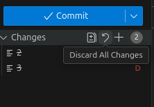 vscode in the middle of clicking discard all changes on deletions of files 2 and 3