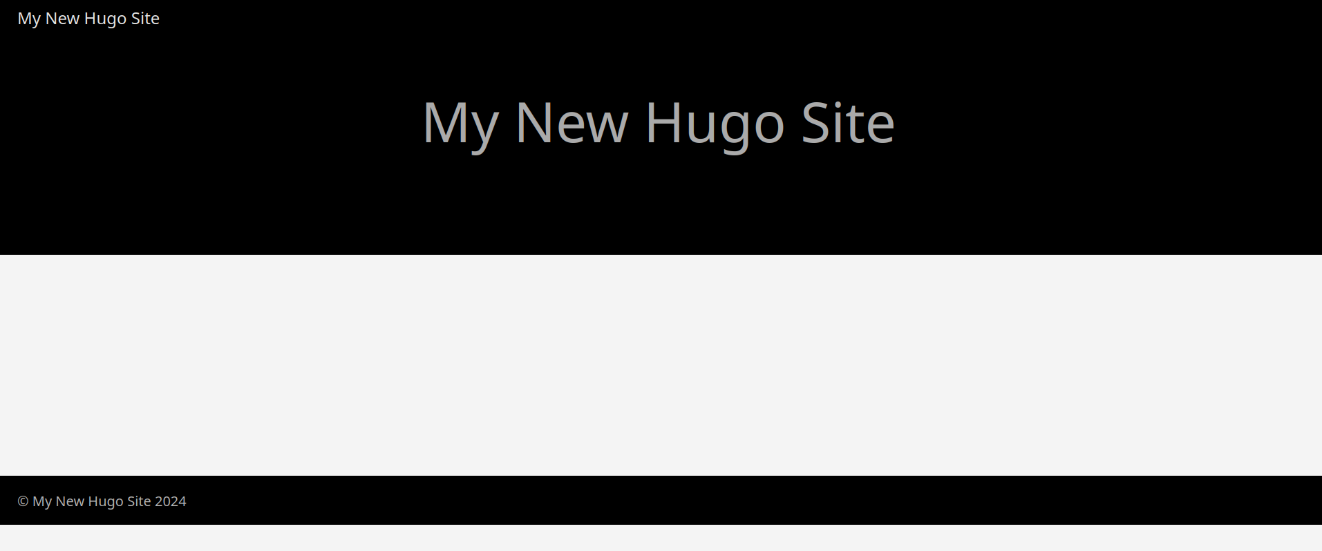 a black and white site with the title My New Hugo Site